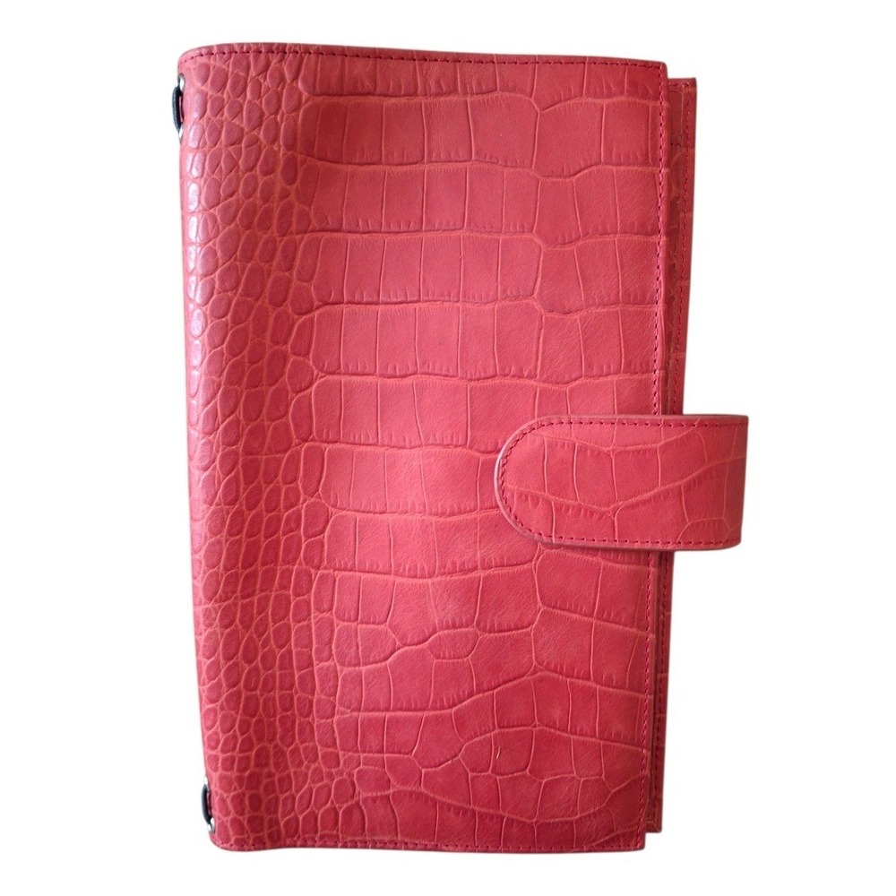 Gillio Firenze Giramondo Deluxe Red Croc Calf Leather Travelers Notebook
